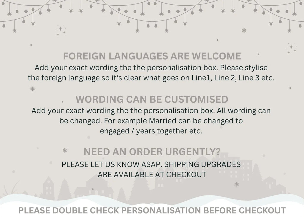 The image is a welcome message for foreign languages, with instructions for customising the wording and providing an order.