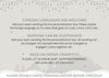 text that welcomes visitors to a foreign language, provides instructions on customising the personalisation box, and advises to order items immediately. It also mentions that shipping upgrades are available at checkout. The text is clear and concise, and it does not contain any redundancy or vague wording.