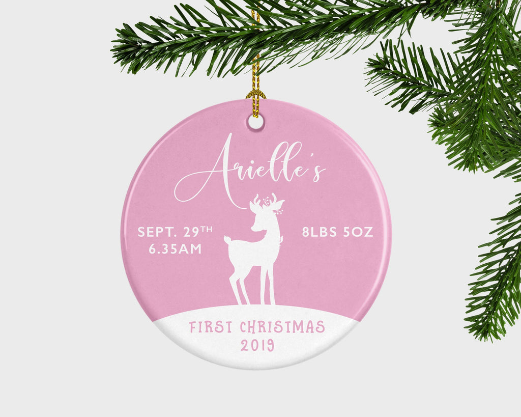 Baby Girl Christmas Ornament, Newborn Girl Christmas Ornament, Gift To Baby Girl, Baby Girl Ornament, Baby Girl Gift, Birth Stats Keepsake