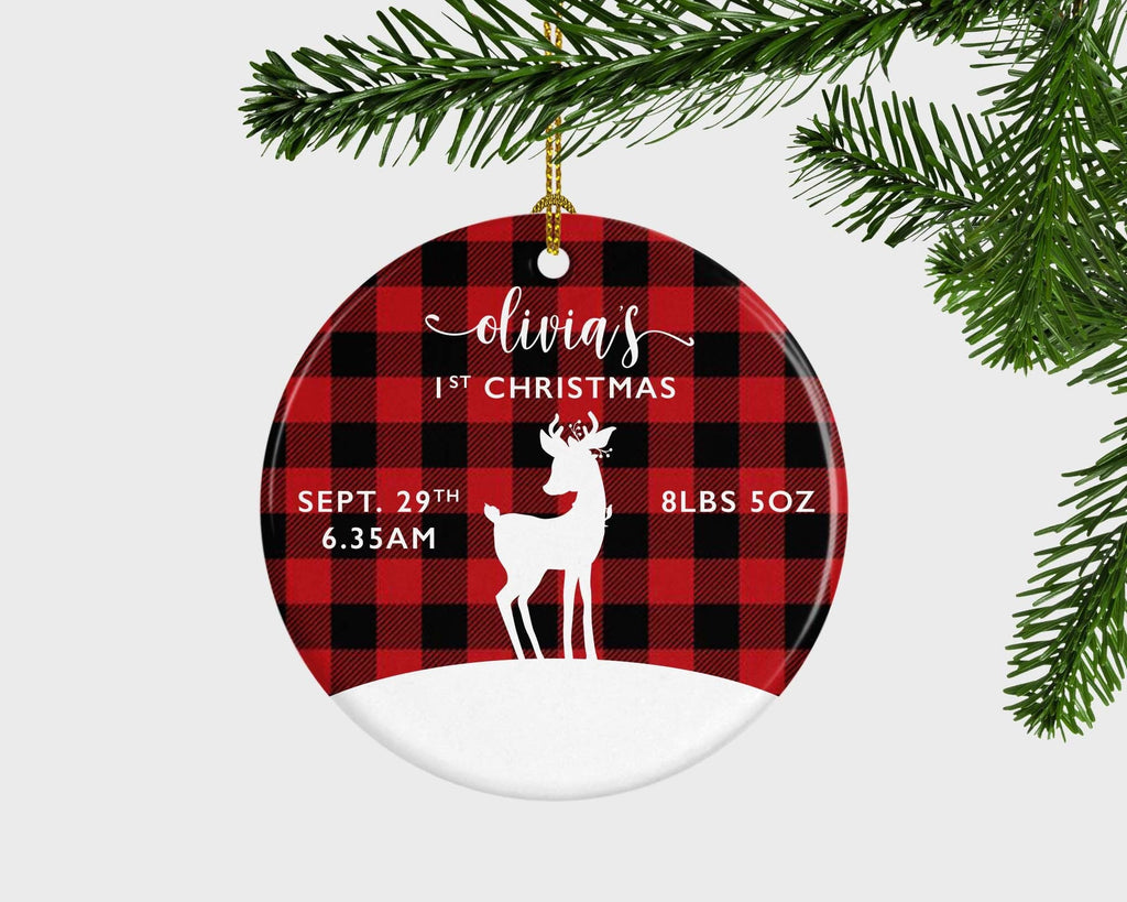 Baby Girl Christmas Ornament, Newborn Girl Christmas Ornament, Gift To Baby Girl, Tartan Baby Girl Ornament, Baby Girl Gift, Girl Keepsake