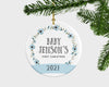 Baby Boys First Christmas Ornament, Baby's First Christmas, Baby Boy Christmas Gift, Personalized Christmas Ornament, Baby Shower Gift,