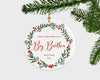 Big Brother Personalized Christmas Ornament, New Big Brother Christmas Ornament, Gift To Big Brother, Wreath Floral Ornament,Brother Gift,