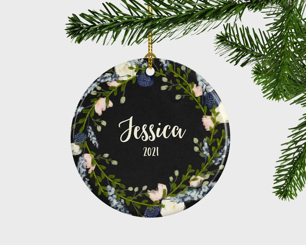 Christmas Ornament For Girl, Personalized Floral Ornament, Christmas Ornament For Girl, Gift For Young Girl, Girl Ornament, Christmas Decor