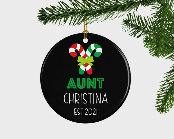 Aunt Personalized Christmas Ornament, Aunty First Christmas Ornament, Gift For Aunt, Aunt Est. Gift, Baby Announcement,  Holiday Gift