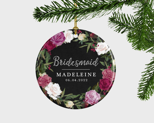 Bridesmaid Christmas Ornament, Bridesmaid Gift, Wedding Gift To Bridesmaid, Maid Of Honor Christmas Ornament, Personalised Bridesmaid Gift,