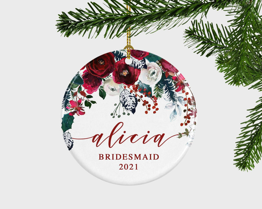 Bridesmaid Christmas Ornament, Bridesmaid Gift, Wedding Gift To Bridesmaid, Maid Of Honor Christmas Ornament, Personalised Bridesmaid Gift,