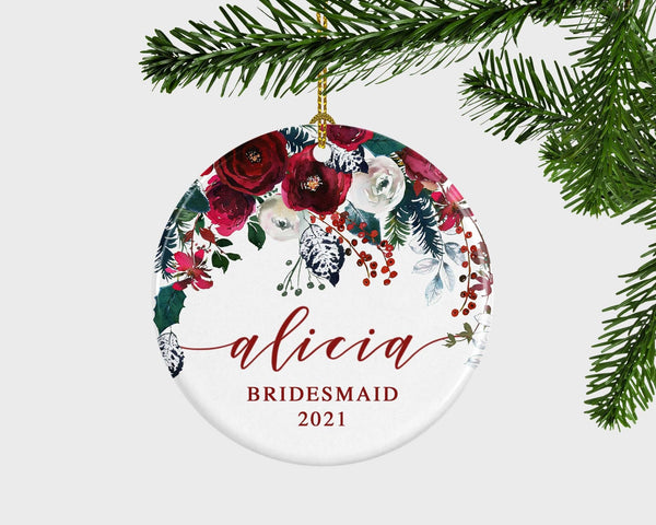 Bridesmaid Christmas Ornament, Bridesmaid Gift, Wedding Gift To Bridesmaid, Maid Of Honor Christmas Ornament, Personalised Bridesmaid Gift,