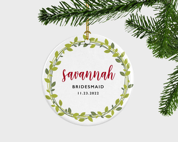 Bridesmaid Christmas Ornament, Bridesmaid Gift, Wedding Gift To Bridesmaid, Maid Of Honor Christmas Ornament, Personalised Bridesmaid Gift,